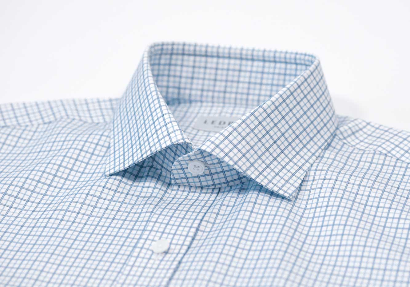 The Light Blue Wickham Tattersall Custom Shirt Custom Dress Shirt- Ledbury