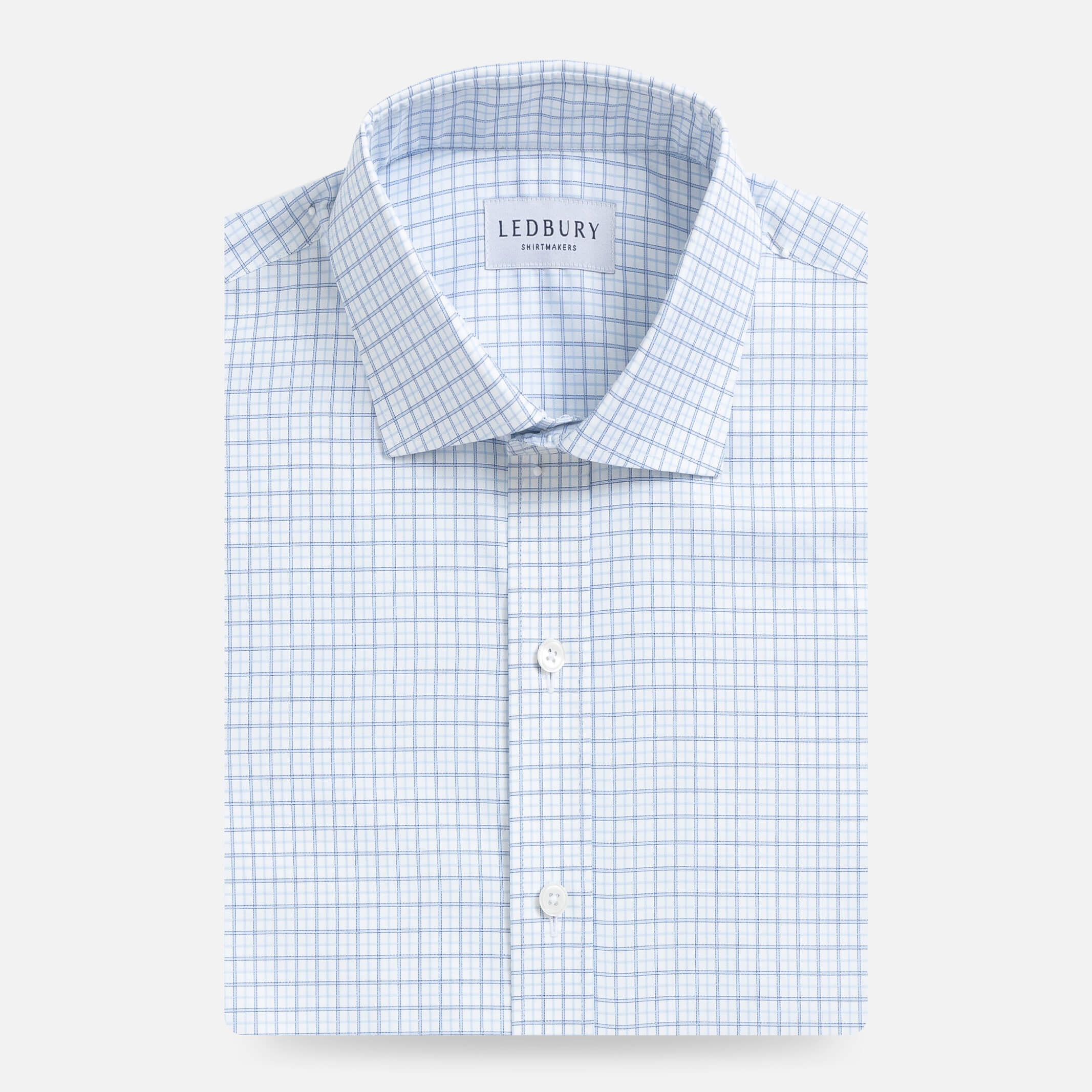 The Light Blue Wickham Tattersall Custom Shirt Custom Dress Shirt- Ledbury