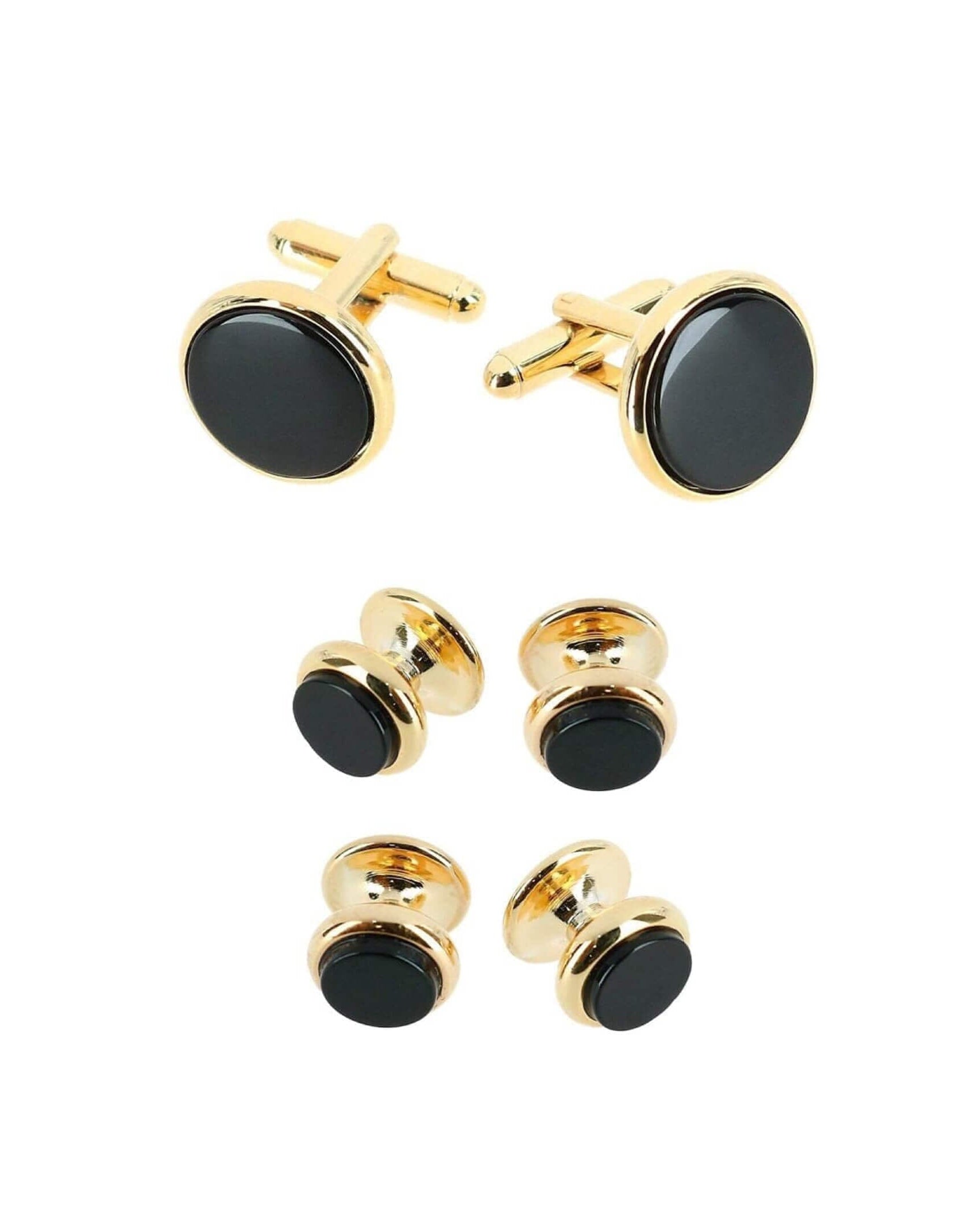 Trafalgar Sutton Genuine Onyx Stud & Cufflinks Formal Set Studs- Ledbury