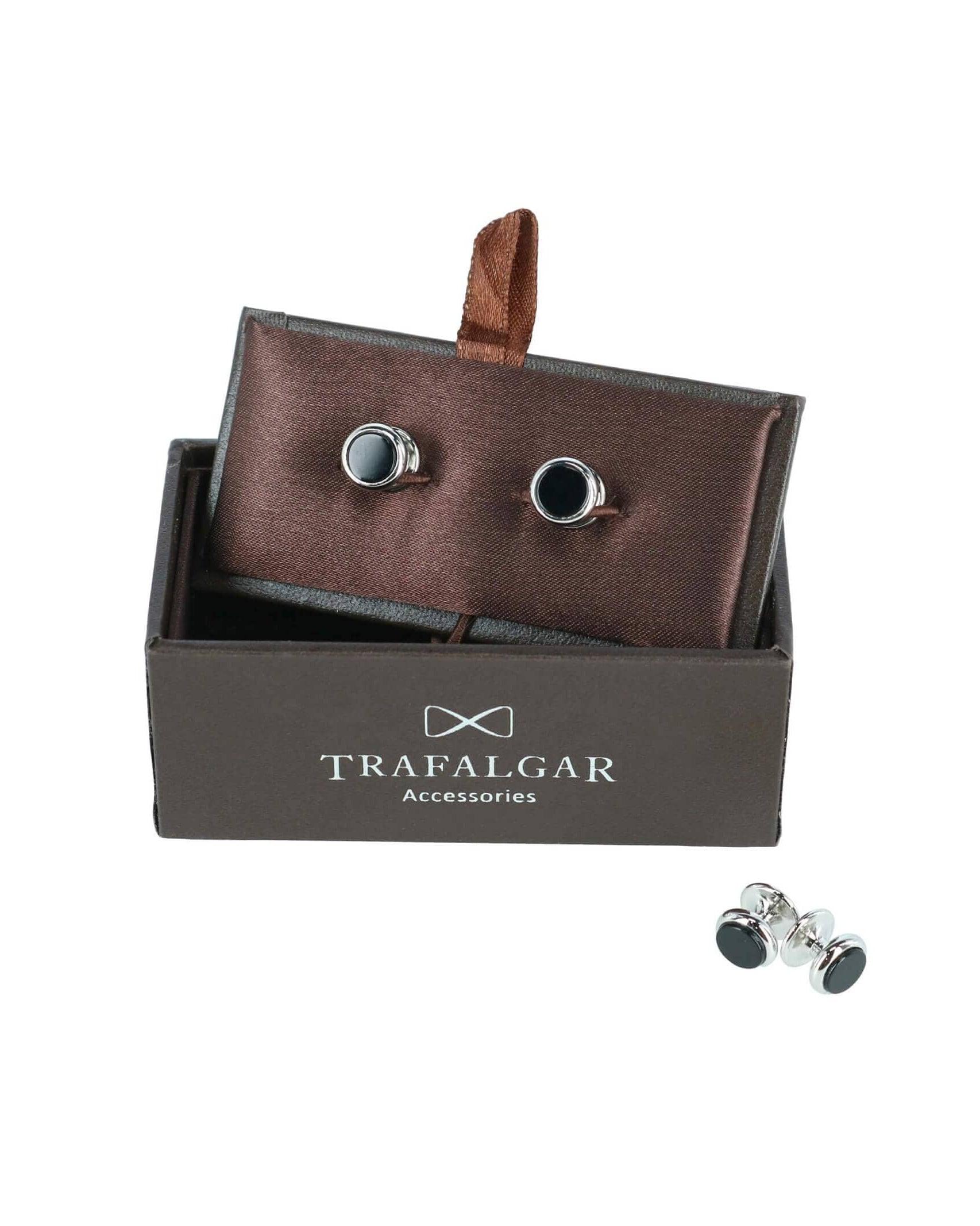 Trafalgar Sutton Genuine Onyx Tuxedo 4 Piece Stud Set Cufflinks- Ledbury