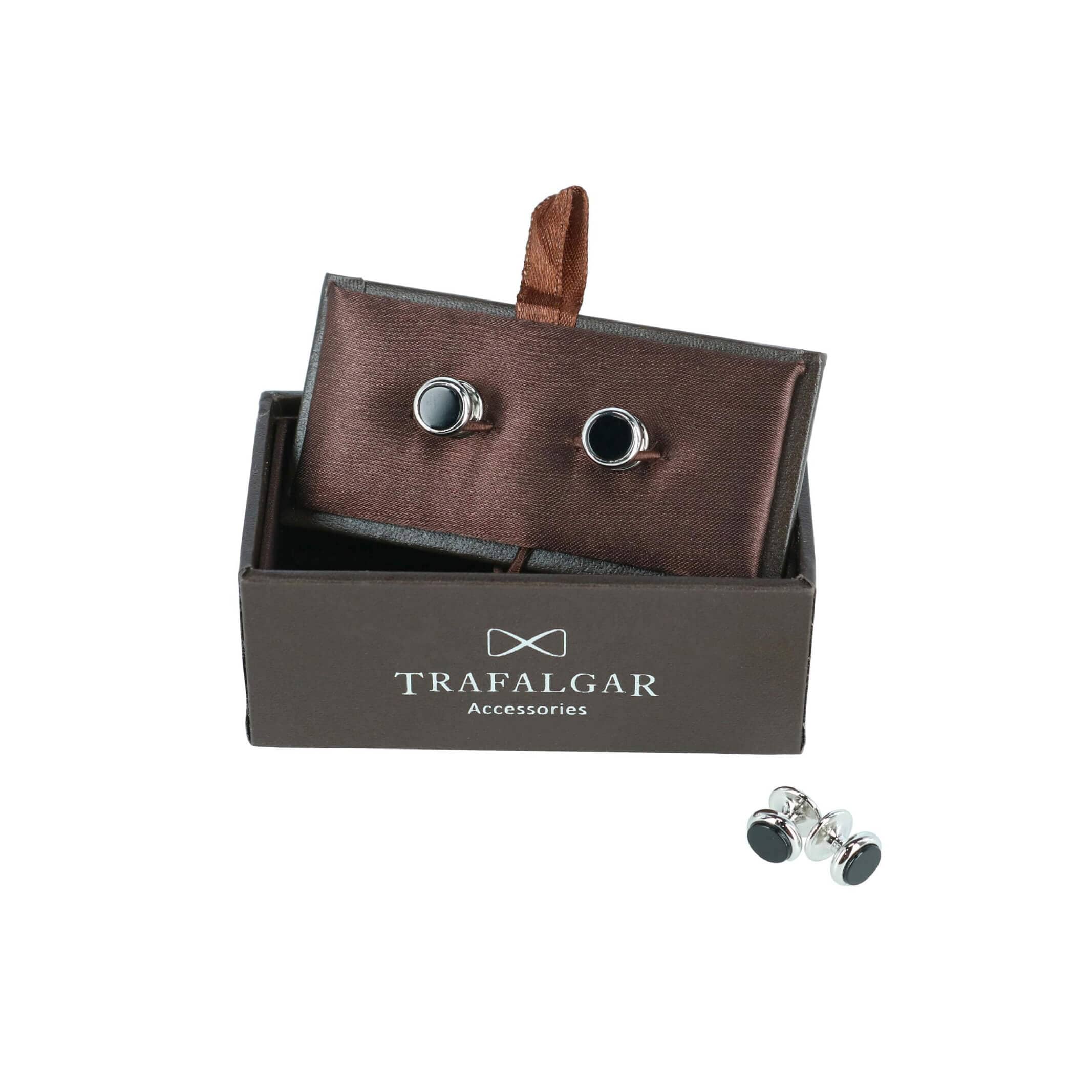 Trafalgar Sutton Genuine Onyx Tuxedo 4 Piece Stud Set Cufflinks- Ledbury