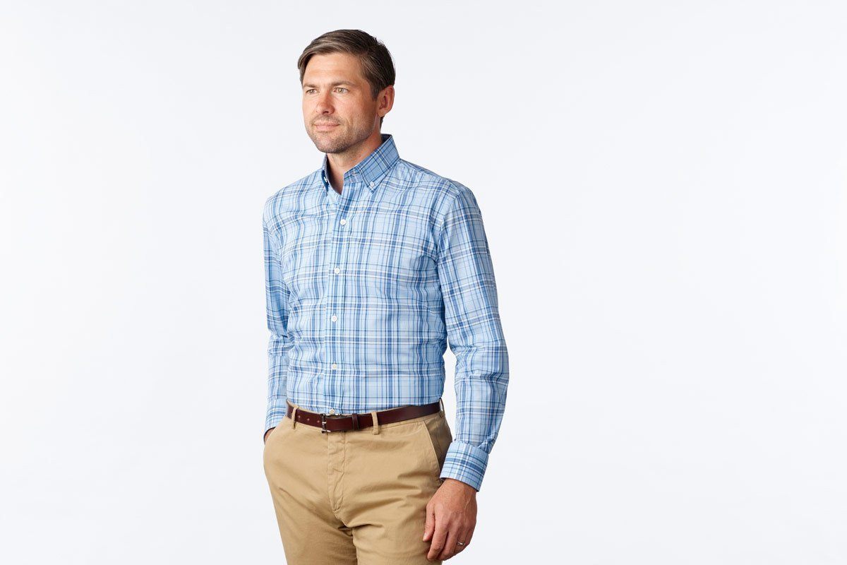 The Light Blue Vaughan Plaid Casual Shirt Casual Shirt- Ledbury
