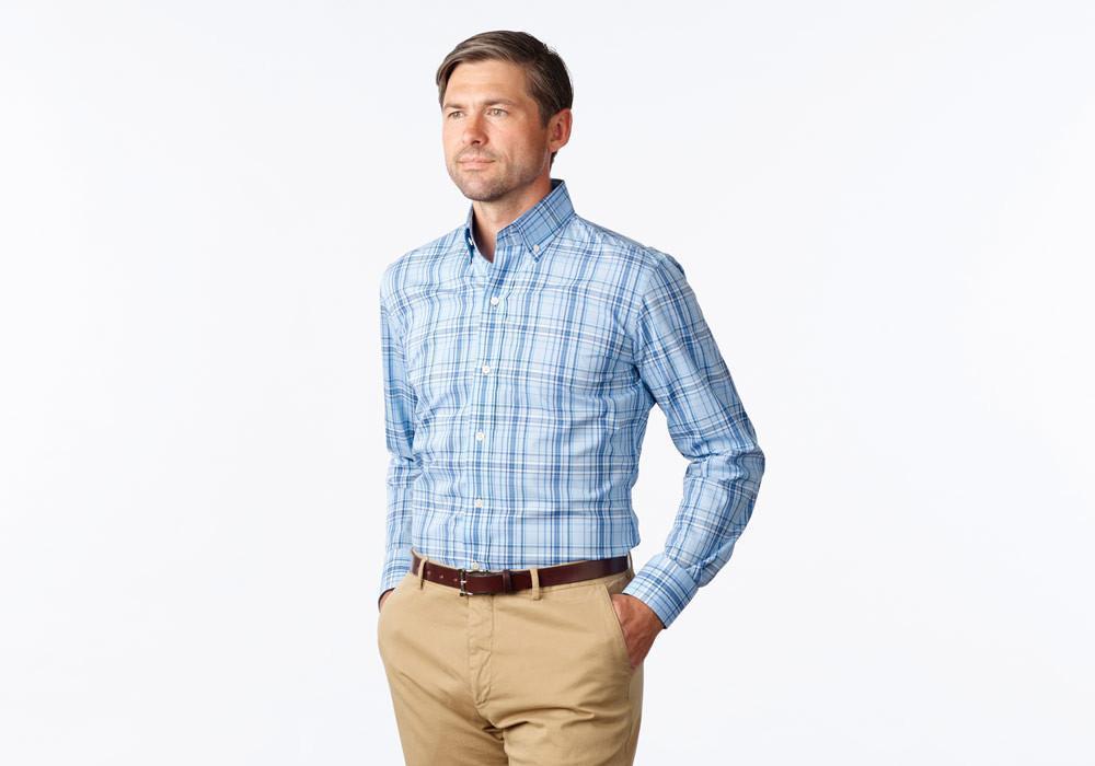 The Light Blue Vaughan Plaid Casual Shirt Casual Shirt- Ledbury