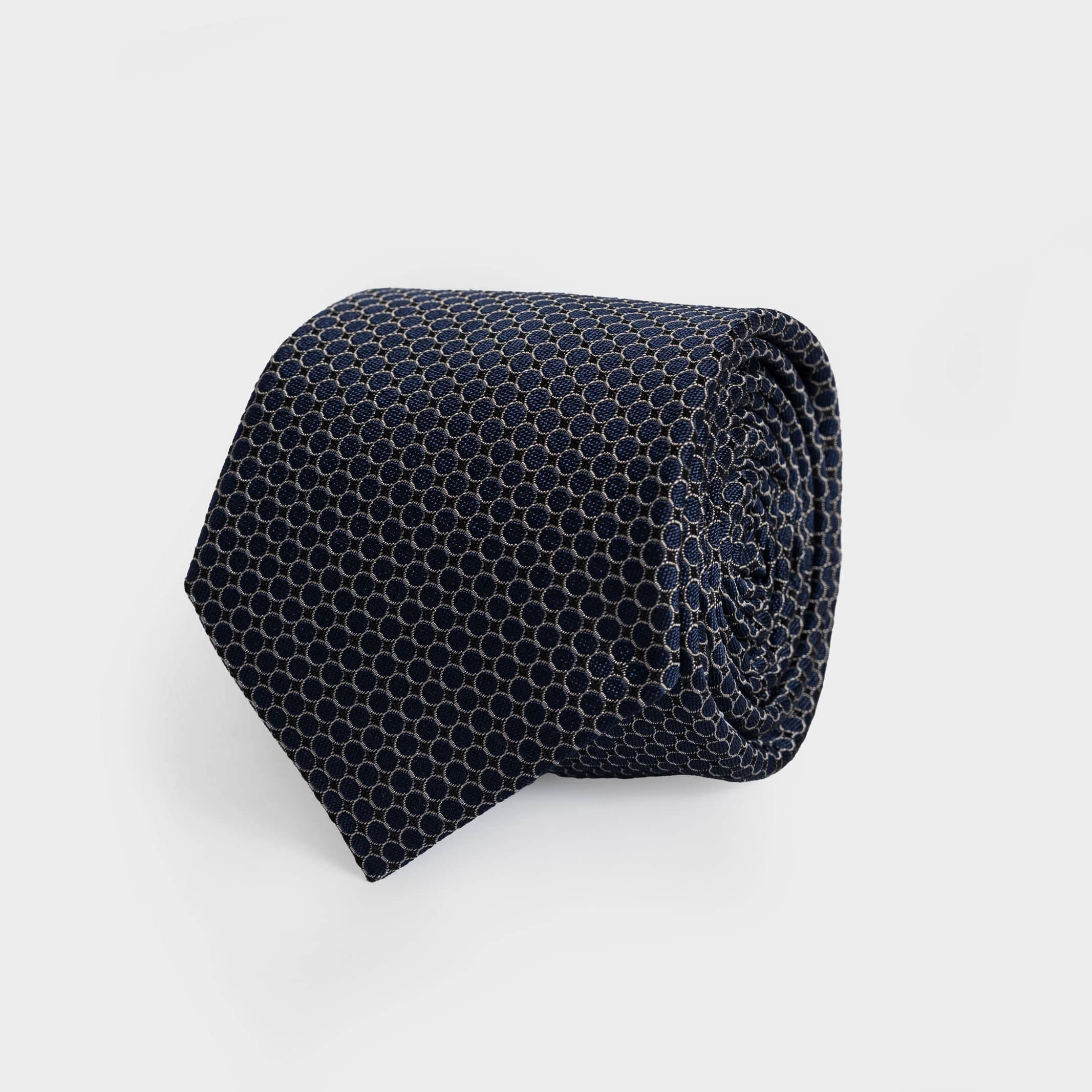 The Navy Blue Santo Silk Cotton Tie Tie- Ledbury