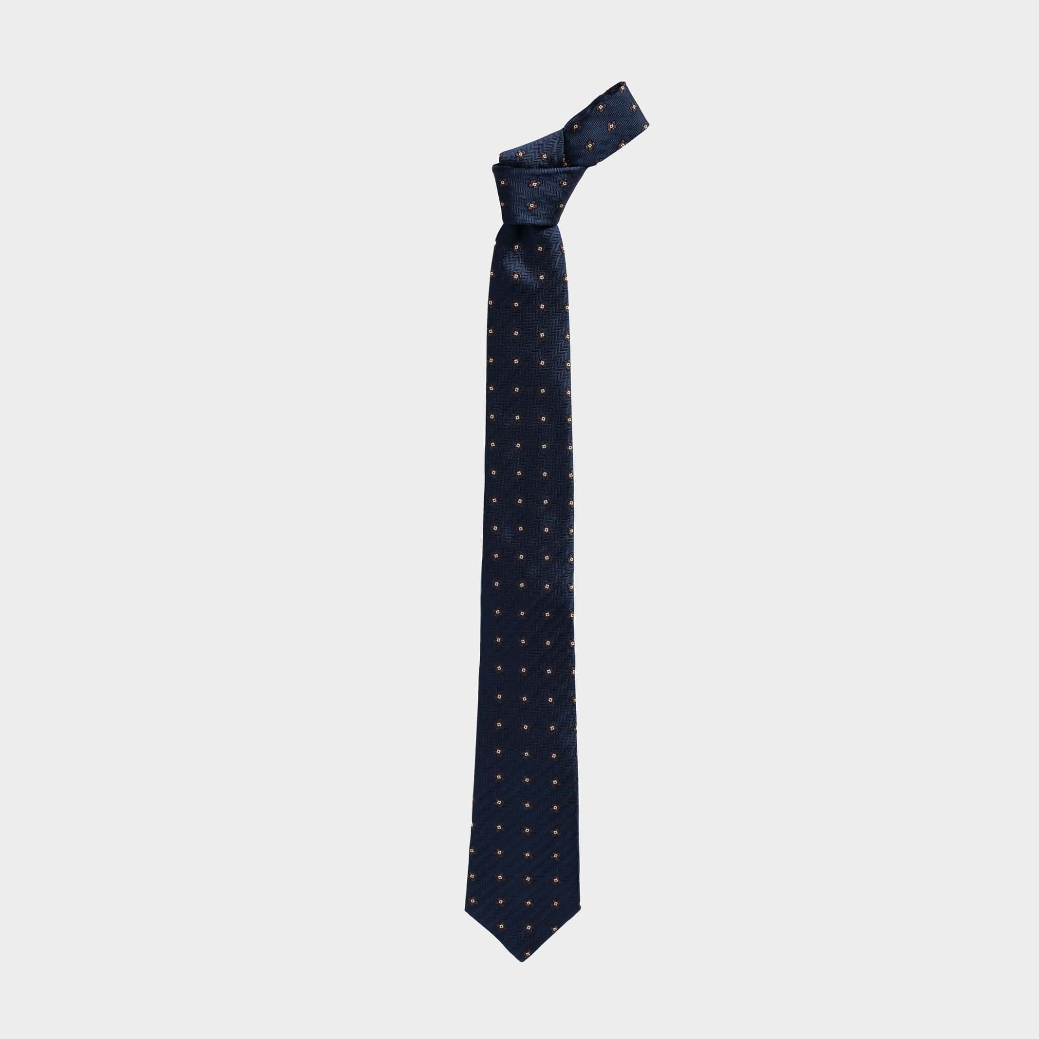 The Blue Fiore Silk Tie Tie- Ledbury