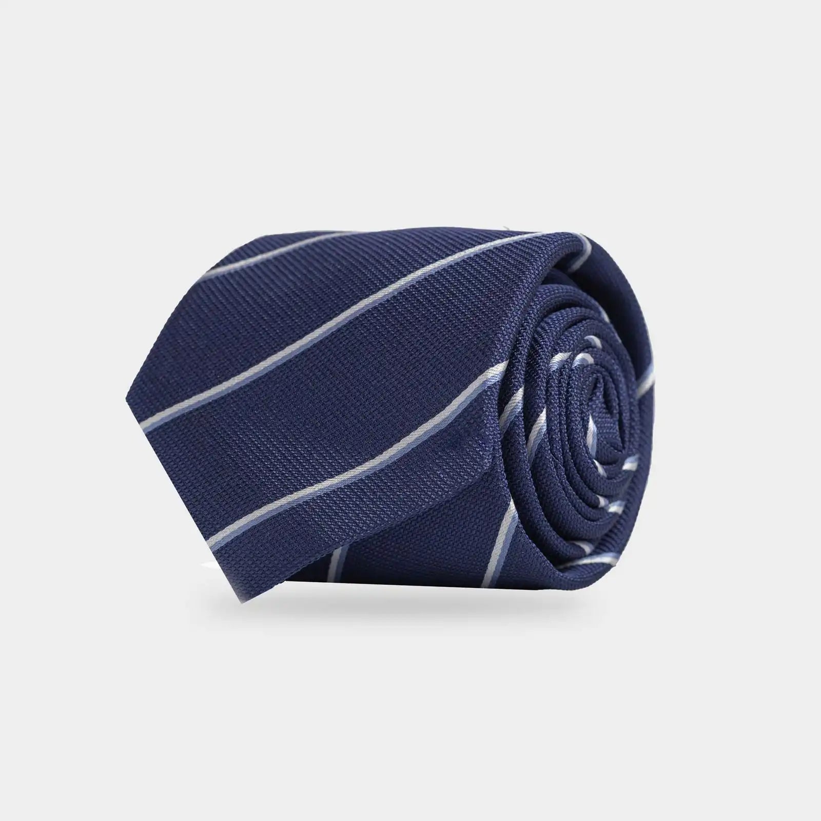 Ledbury Navy Abate Stripe Silk Tie – 100% Italian silk jacquard, 3-inch width