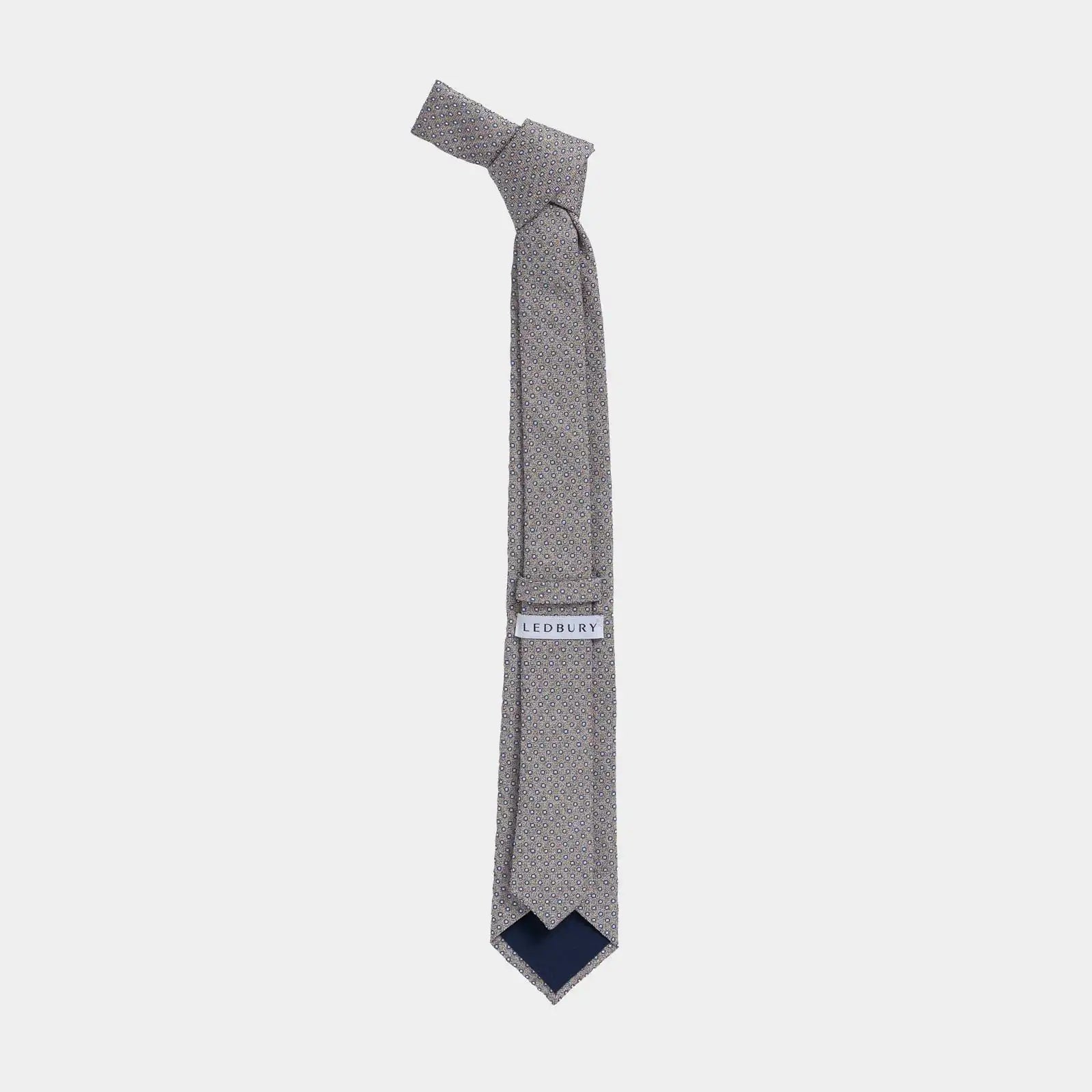 Back view of the Ledbury Oat Potenza Silk Linen Tie 