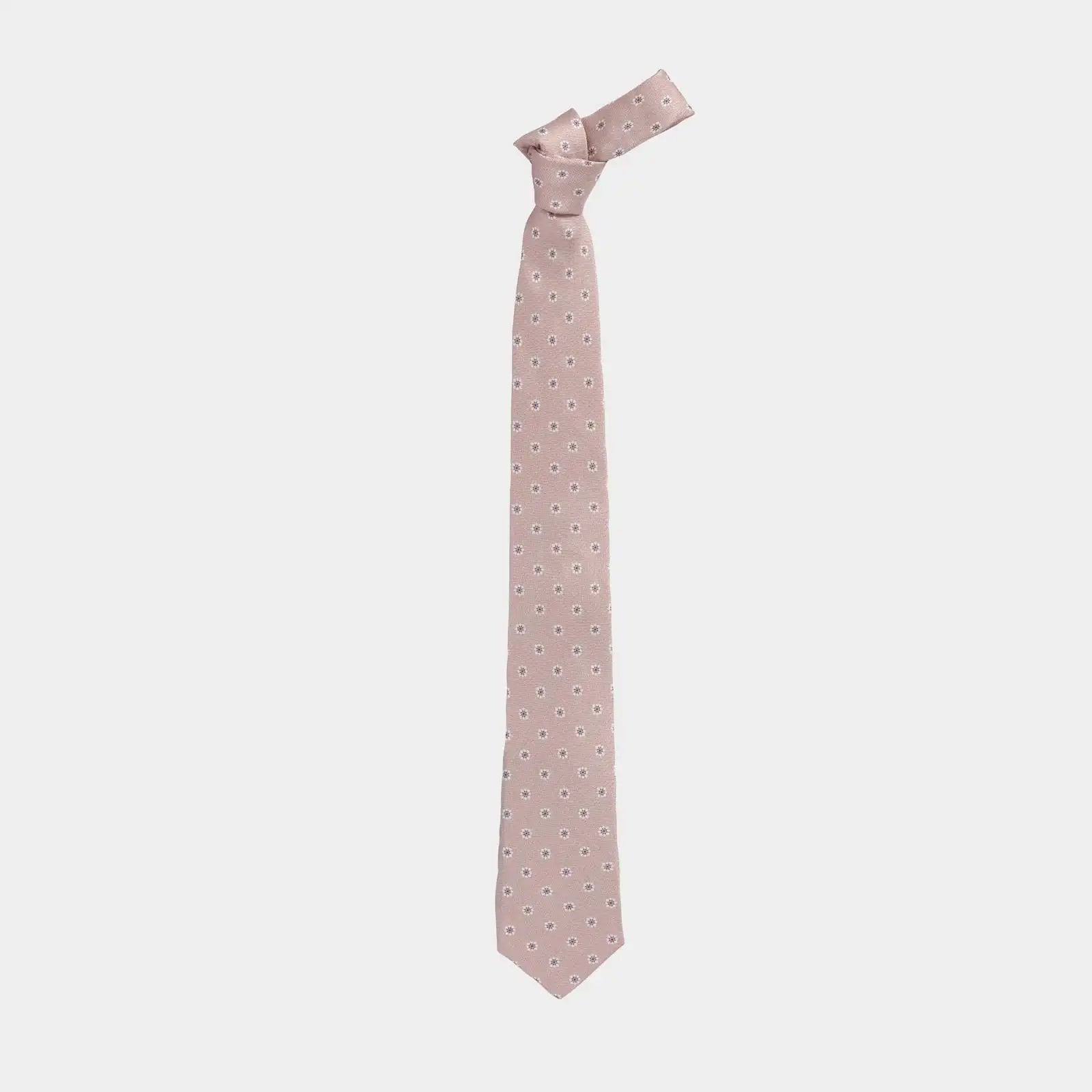 Ledbury Light Pink Moretti Floral Silk Tie detail – Made in Italy, 58 inches long