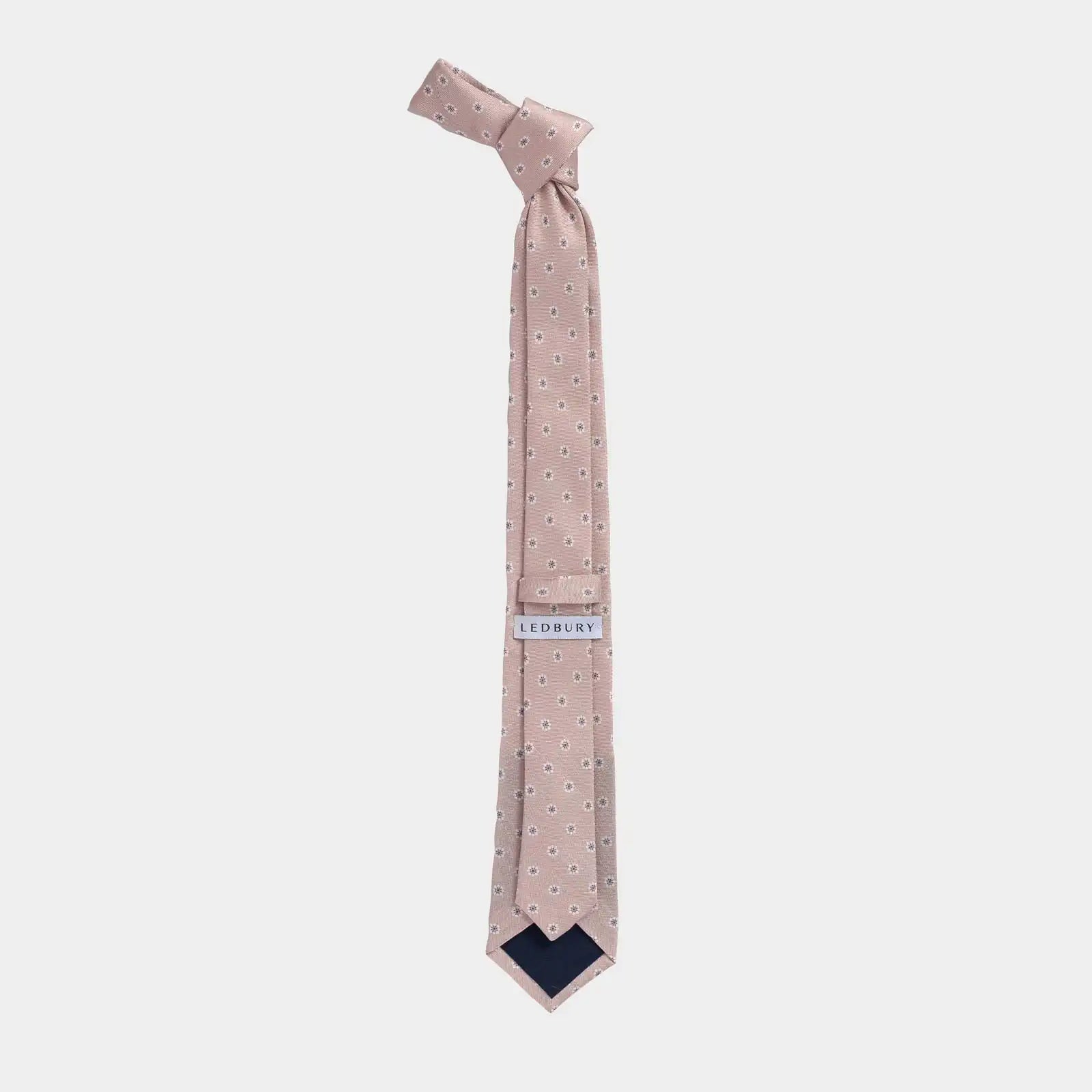 Ledbury Light Pink Moretti Floral Silk Tie back detail – Made in Italy, 58 inches long