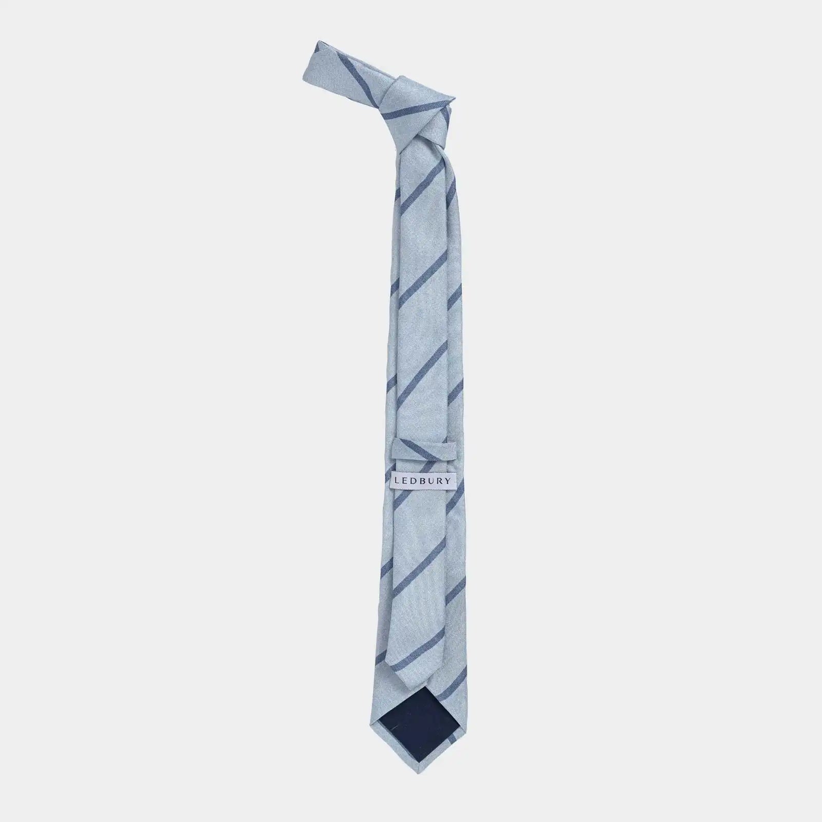 Ledbury Light Blue Pesaro Silk Tie — 3-inch width, 58 inches long, Italian silk