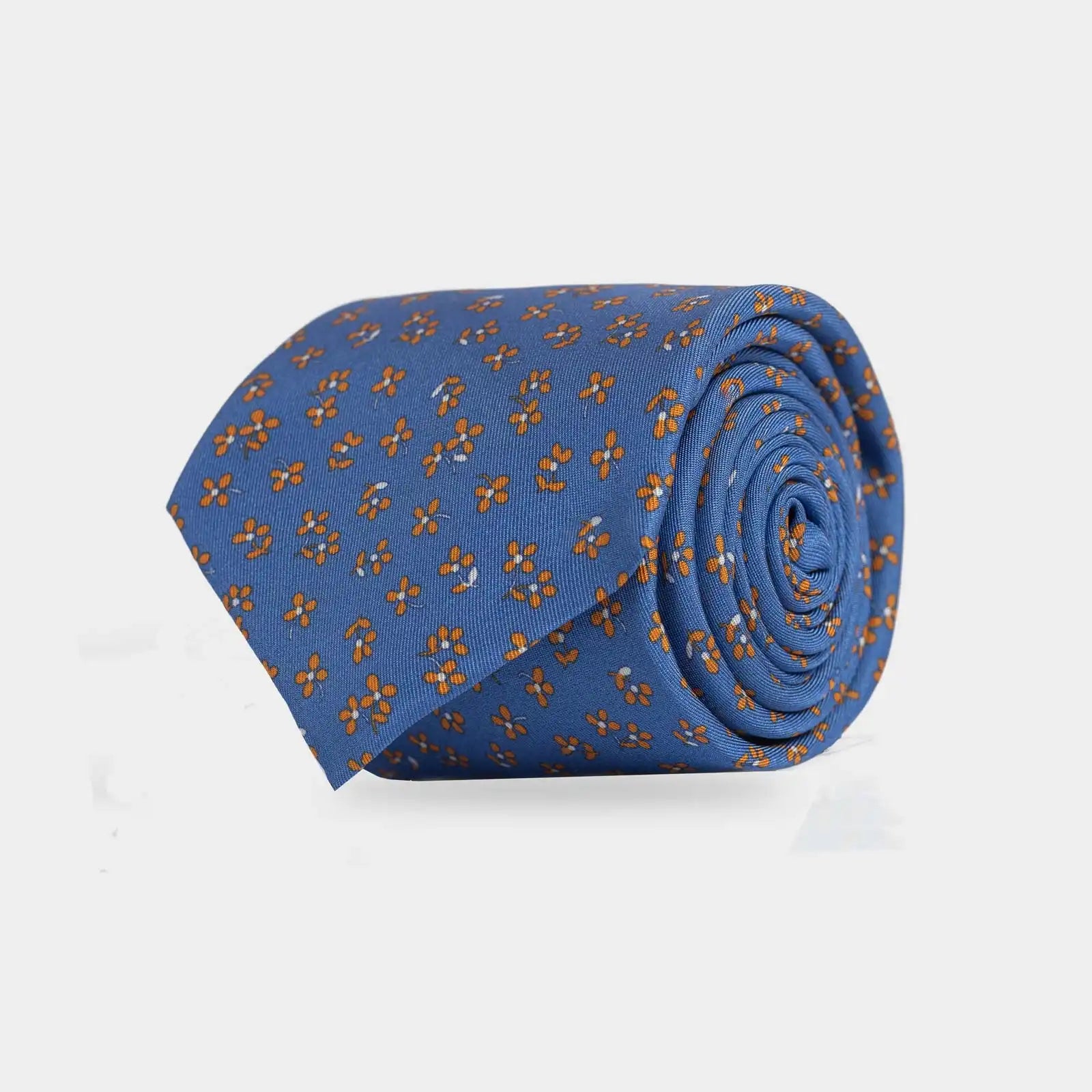 Bright Blue Bellomo Floral Silk Tie by Ledbury — 100% Italian silk satin, front view