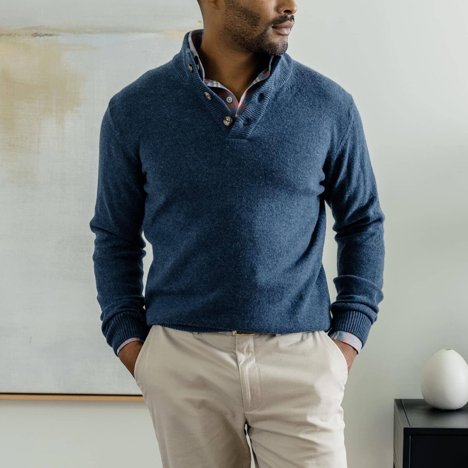 The Blue Heather Brewer Mock Neck Sweater – Ledbury
