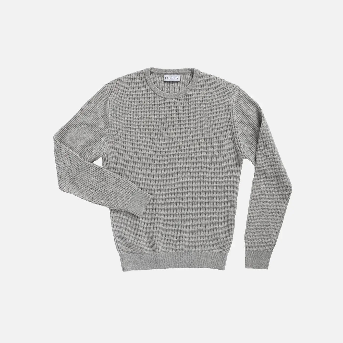 Light Grey Heather Walden Thermal Crew Sweater – Front View | Ledbury