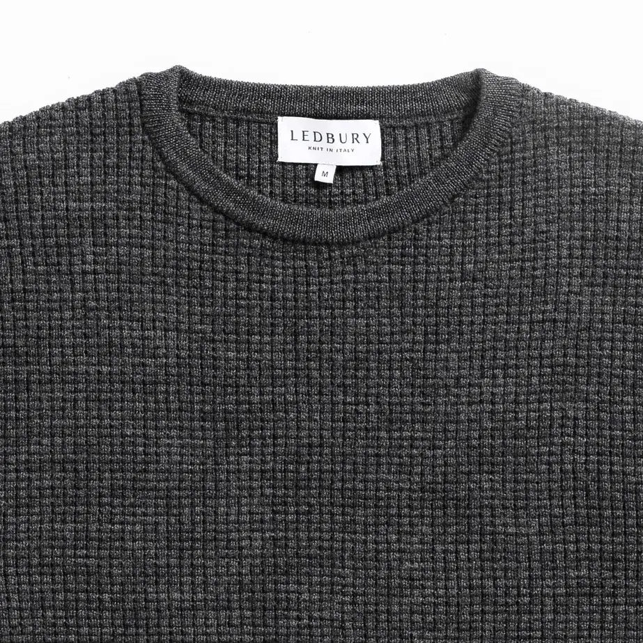 The Dark Grey Walden Thermal Crew Sweater Sweater- Ledbury