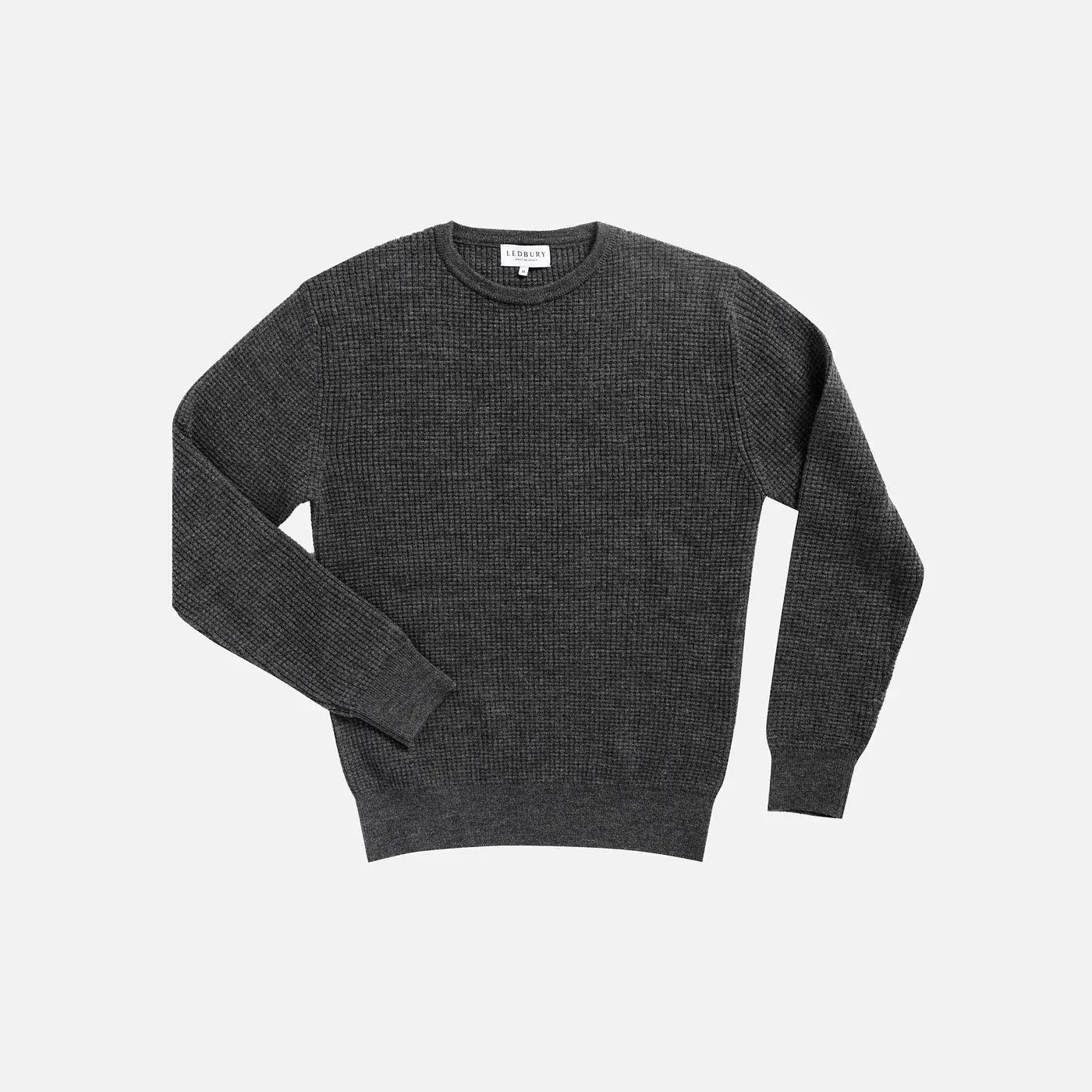 Dark Grey Walden Thermal Crew Sweater – Front View | Ledbury