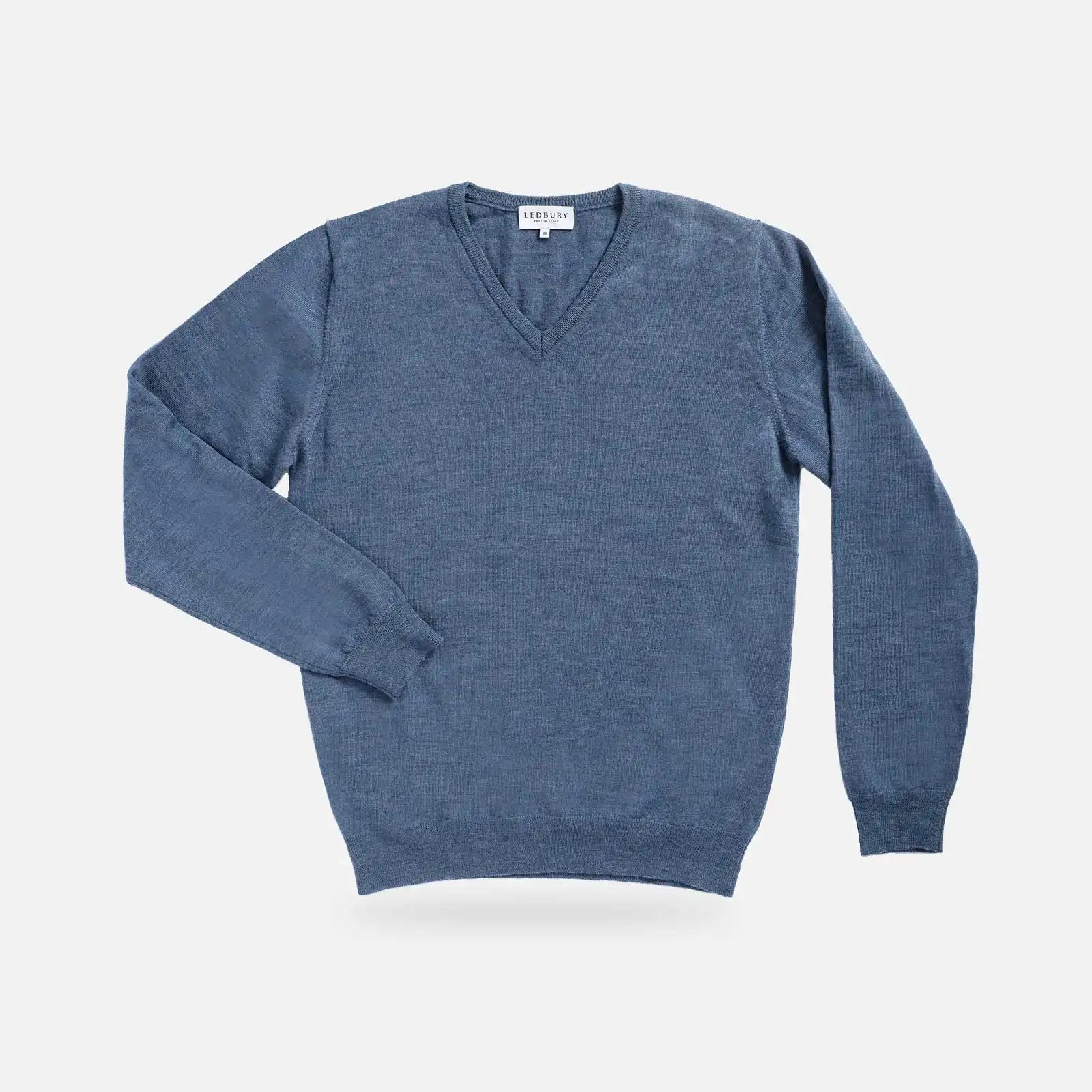 The Blue Heather Emmons V-Neck Sweater Sweater- Ledbury