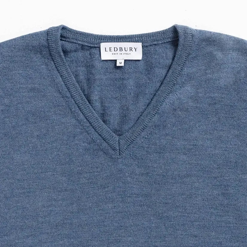 The Blue Heather Emmons V-Neck Sweater Sweater- Ledbury