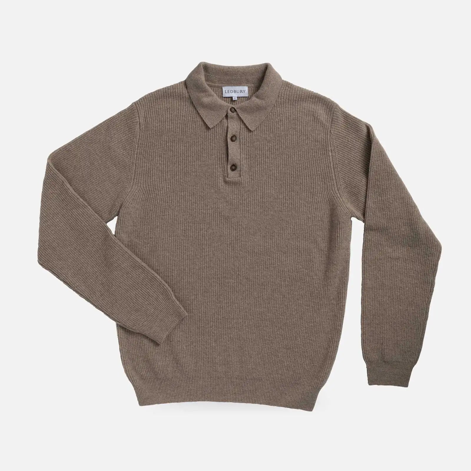 The Soft Brown Atwood Knit Collar Sweater Sweater- Ledbury