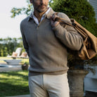 The Soft Brown Atwood Knit Collar Sweater Sweater- Ledbury