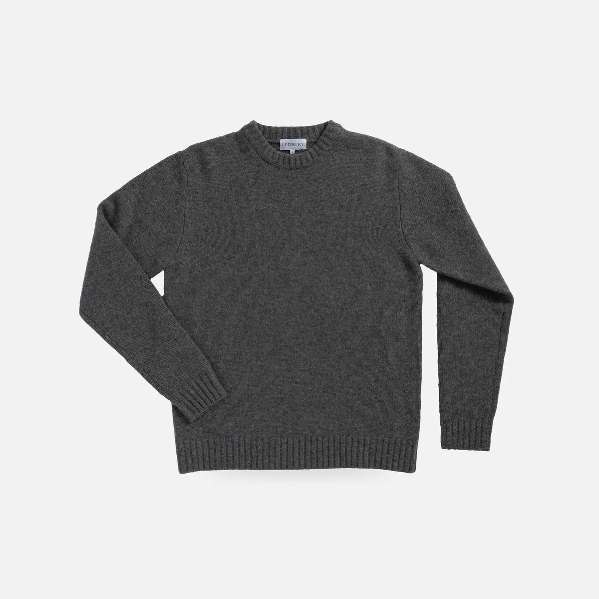 Men's Charcoal Boden Crew merino wool sweater — front view