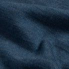 A close-up of a dark blue ribbed knit fabric texture with soft folds.