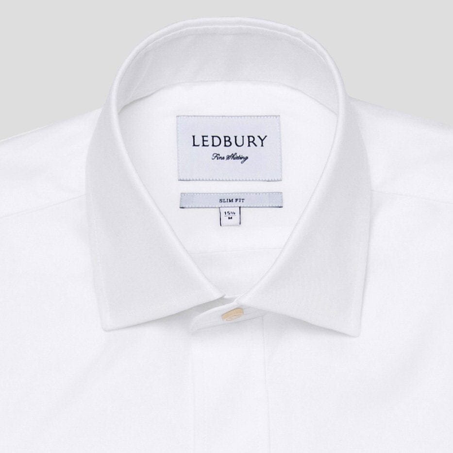 The White Fine Twill Mid-Spread Dress Shirt Dress Shirt- Ledbury