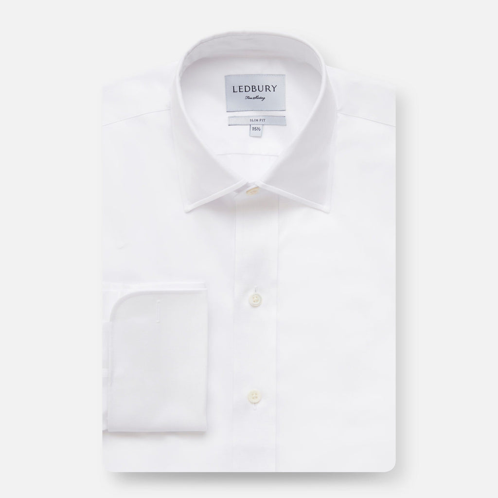White Fine Twill French Cuff Dress Shirt Dress Shirt- Ledbury