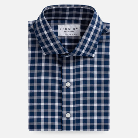 The Navy Blue Miller Check Casual Shirt – Ledbury