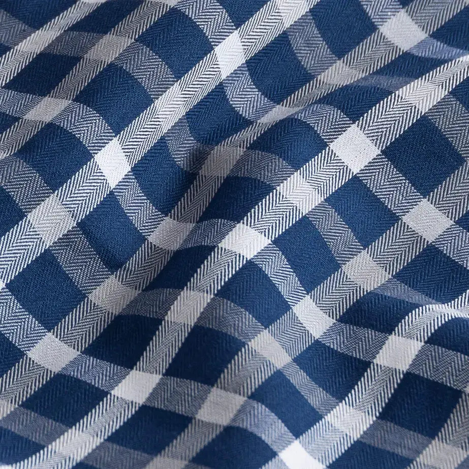 The Navy Blue Miller Check Custom Shirt Custom Casual Shirt- Ledbury
