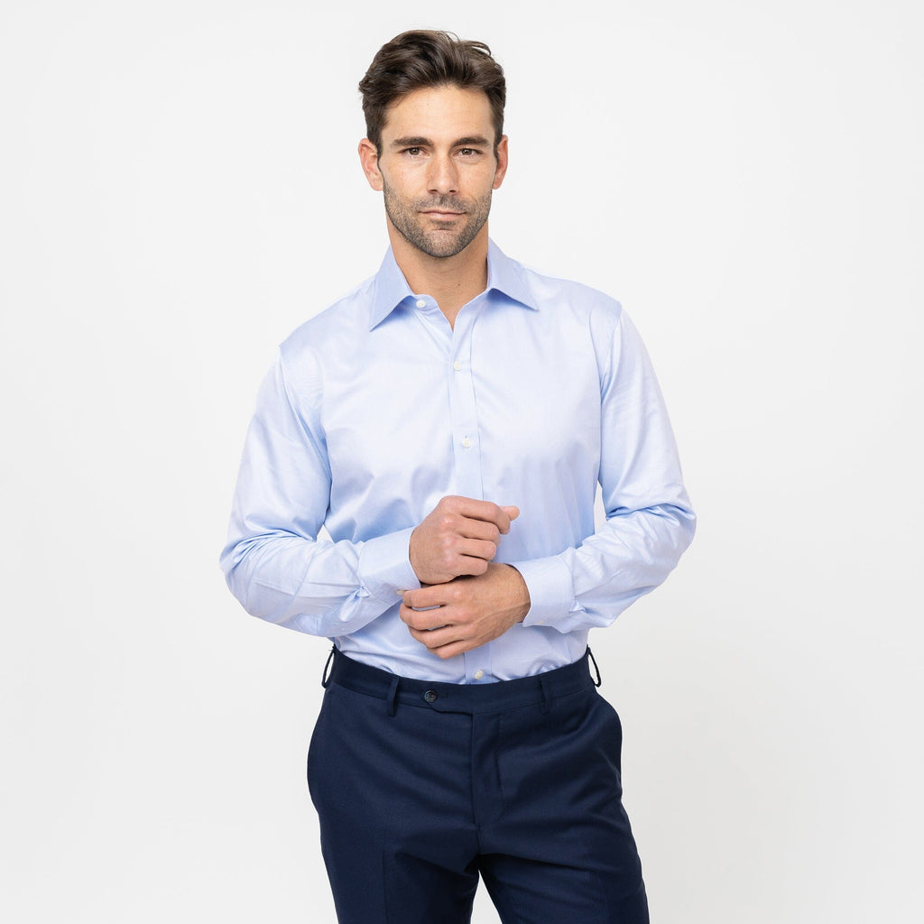 The Light Blue Signature Fine Twill Custom Shirt Custom Dress Shirt- Ledbury