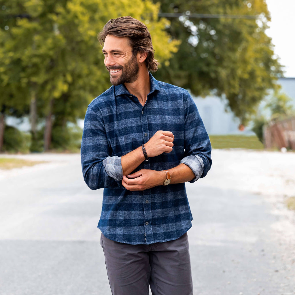 The Navy Randolph Flannel Casual Shirt Casual Shirt- Ledbury