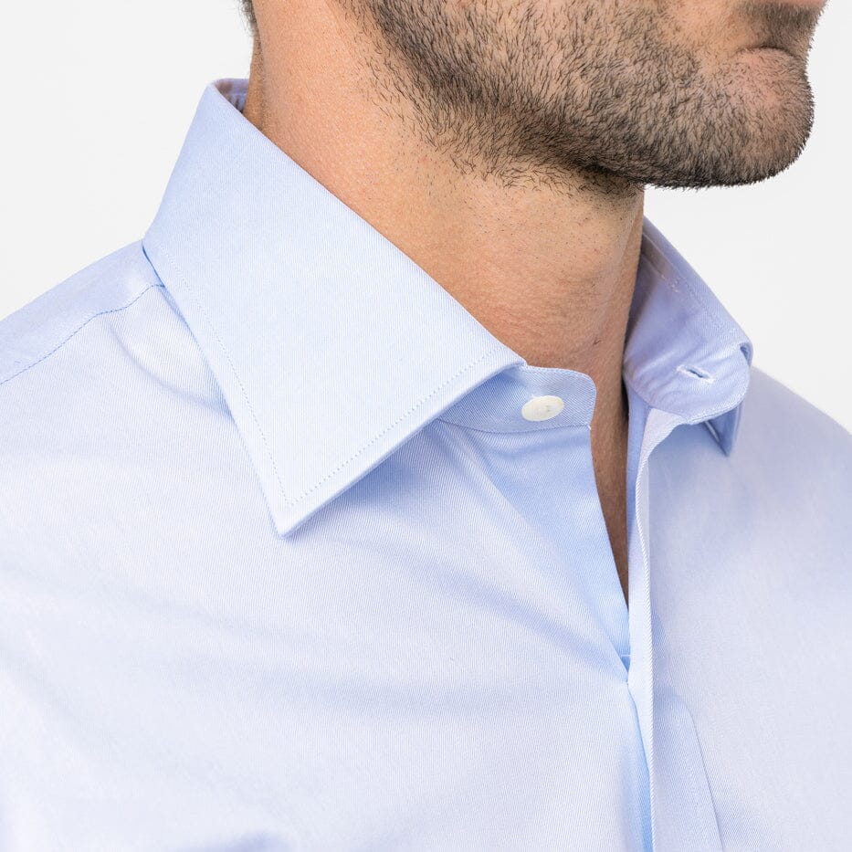 The Light Blue Signature Fine Twill Custom Shirt Custom Dress Shirt- Ledbury