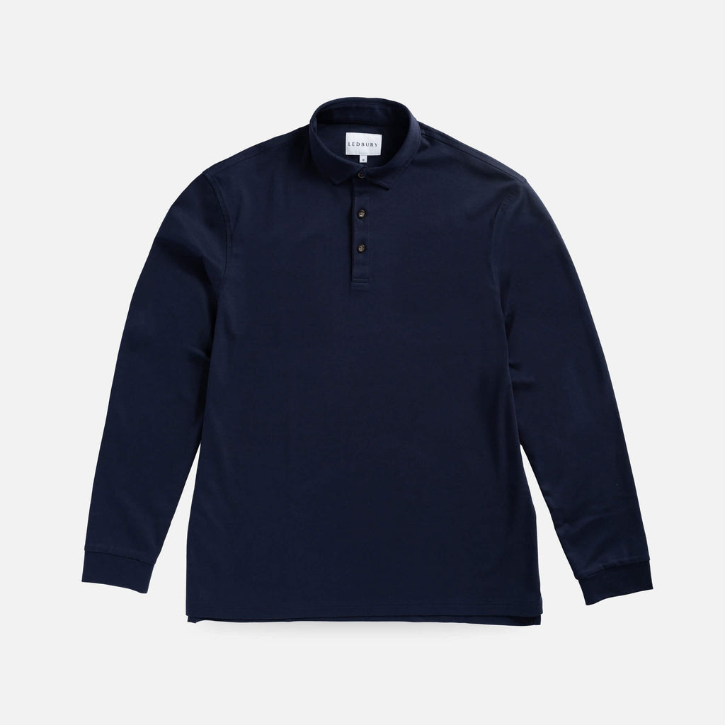 The Navy Arlon Knit Long Sleeve Custom Polo Custom Polo- Ledbury