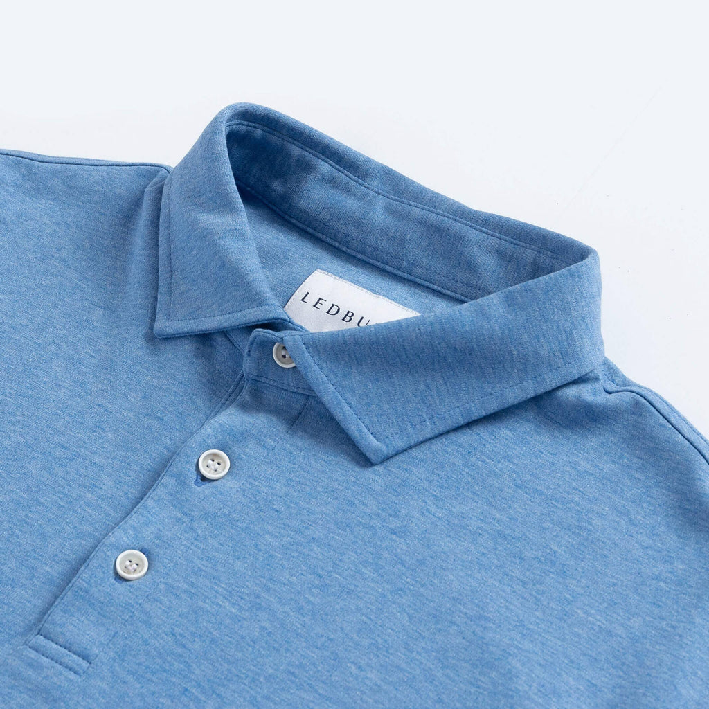 The Blue Heather Arlon Knit Long Sleeve Custom Polo Custom Polo- Ledbury