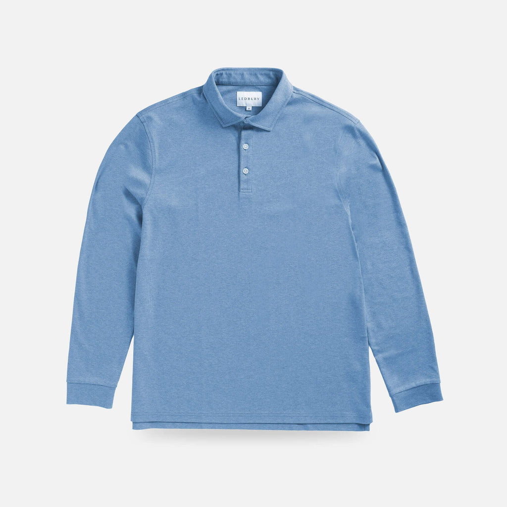 The Blue Heather Arlon Knit Long Sleeve Custom Polo Custom Polo- Ledbury