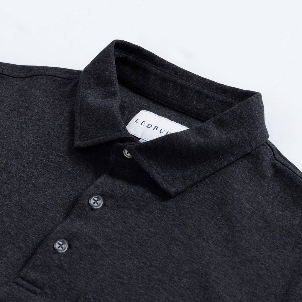 The Charcoal Heather Arlon Knit Long Sleeve Custom Polo Custom Polo- Ledbury