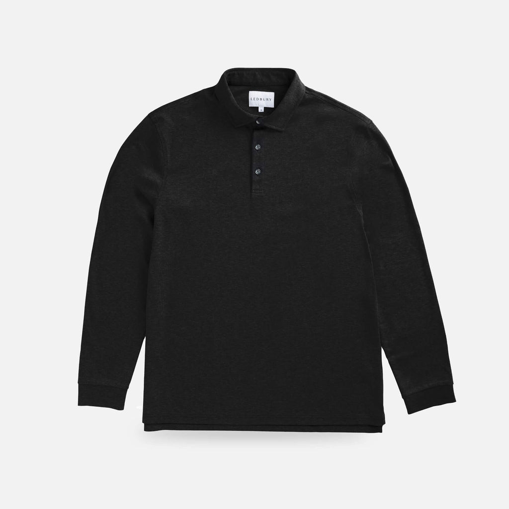 The Charcoal Heather Arlon Knit Long Sleeve Custom Polo Custom Polo- Ledbury