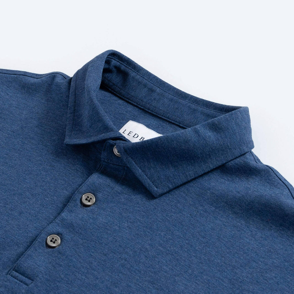 The Dark Blue Heather Arlon Knit Long Sleeve Custom Polo Custom Polo- Ledbury