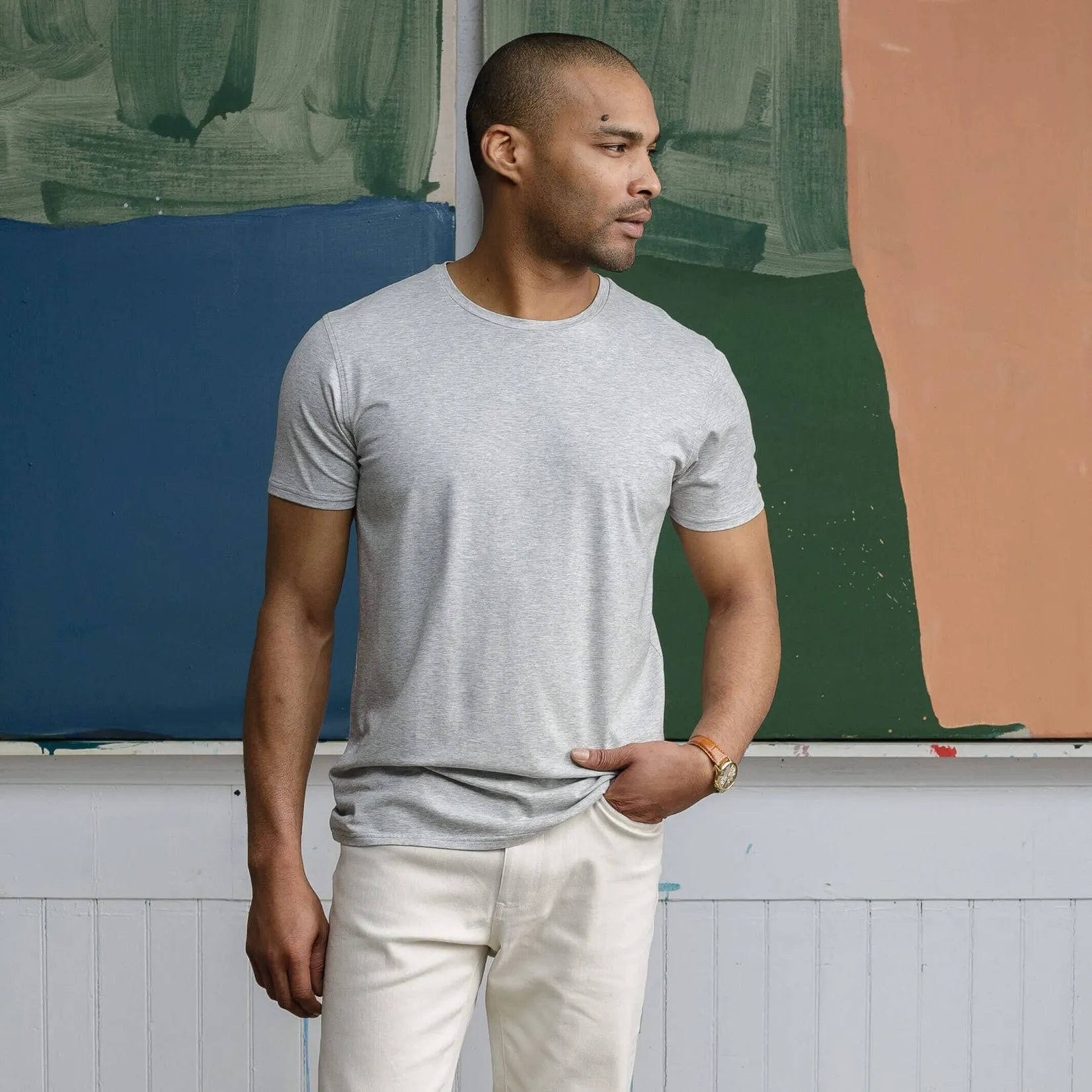 The Heather Grey Crew Neck T-Shirt Custom Undershirt- Ledbury