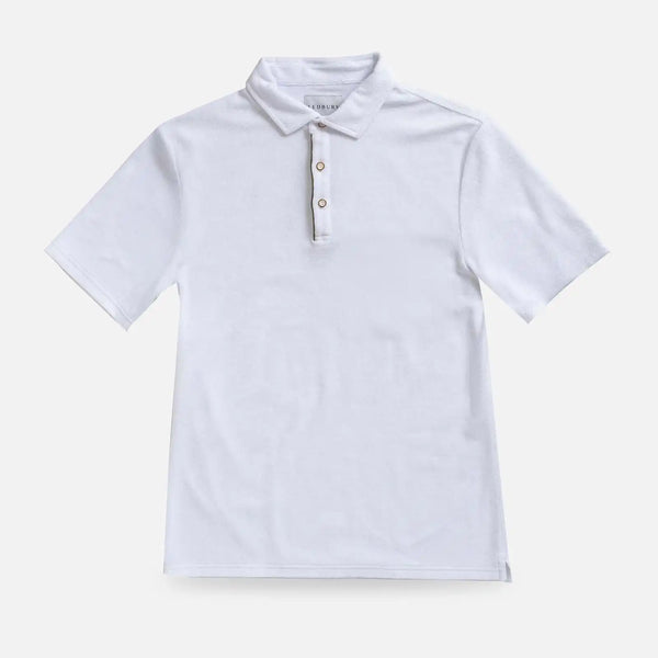 White Clancy Terry Cloth Polo shirt - Ledbury men's custom polo