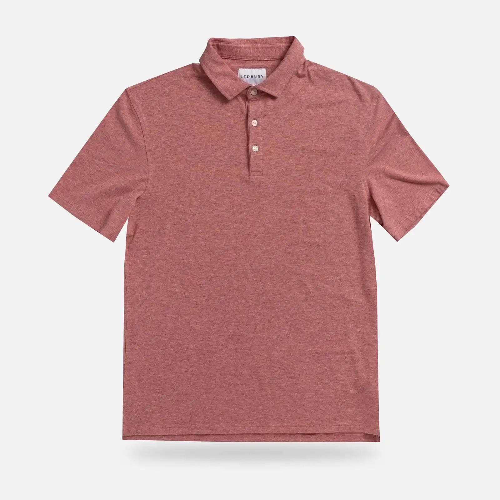 Ledbury Freeman Knit Custom Polo in Washed Red — front view
