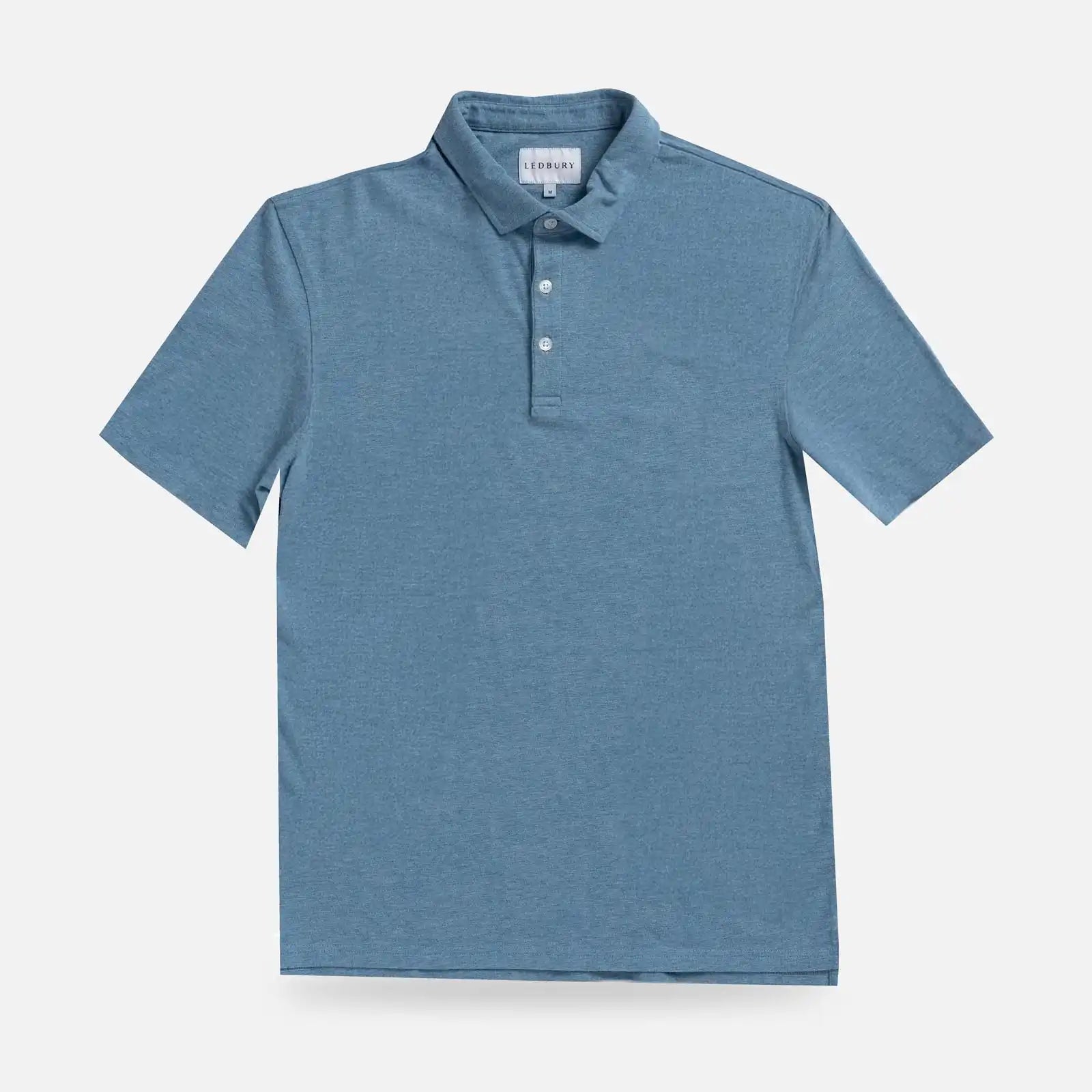 Ledbury Freeman Knit Custom Polo in Light Blue — front view
