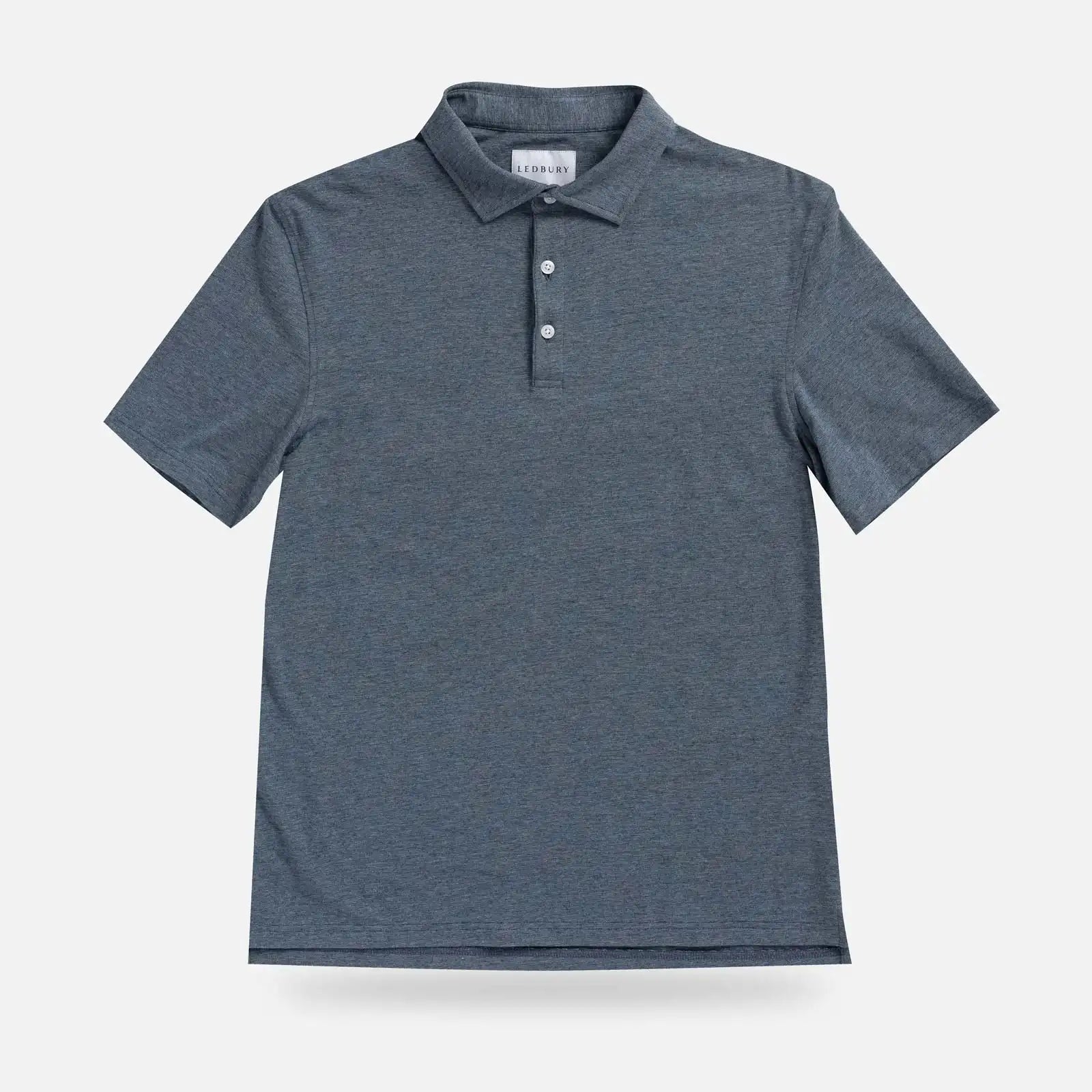 Ledbury Freeman Knit Custom Polo in Bay Blue — front view
