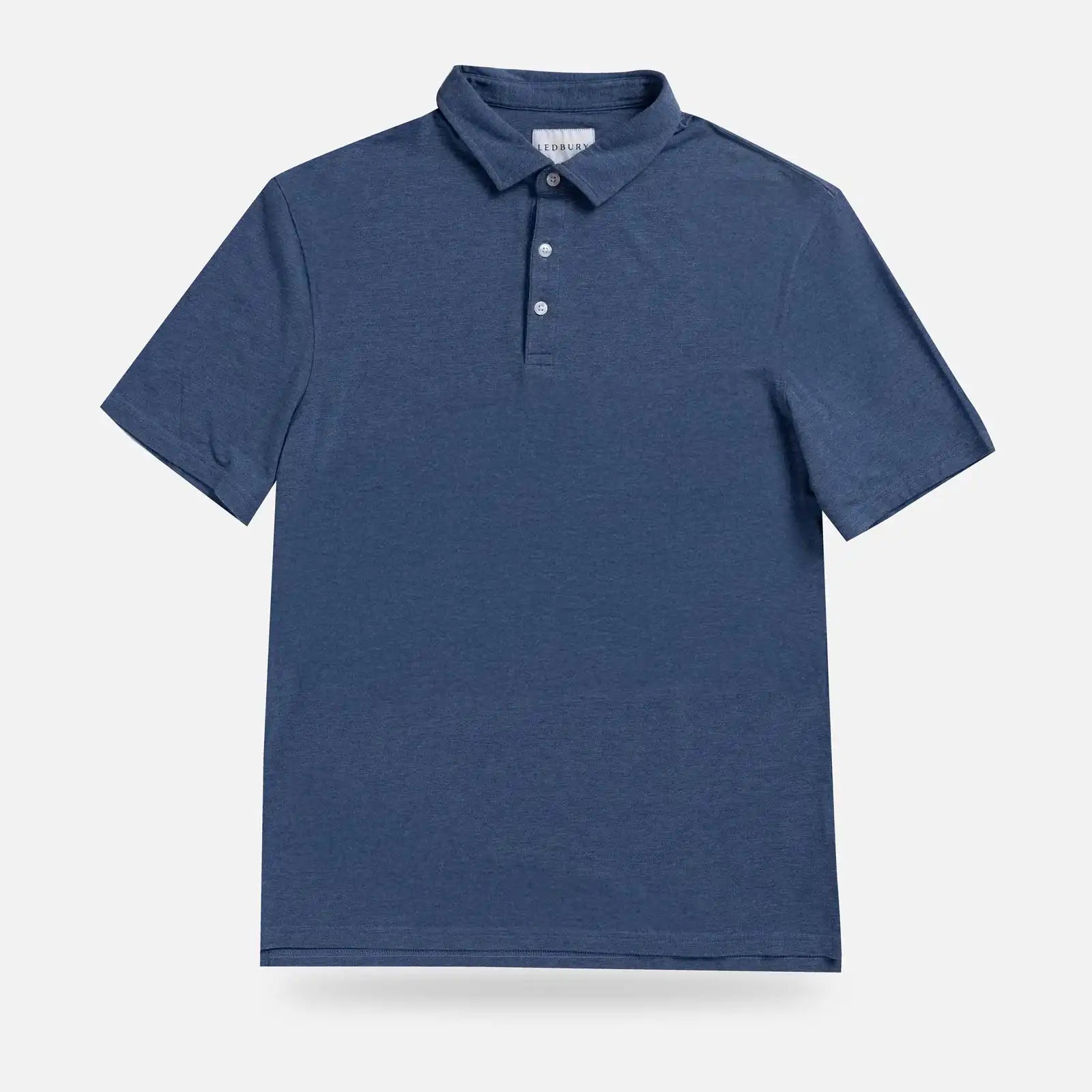 Ledbury Freeman Knit Custom Polo in Blue — front view
