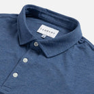 Close-up of the collar on the Ledbury Freeman Knit Custom Polo in Blue
