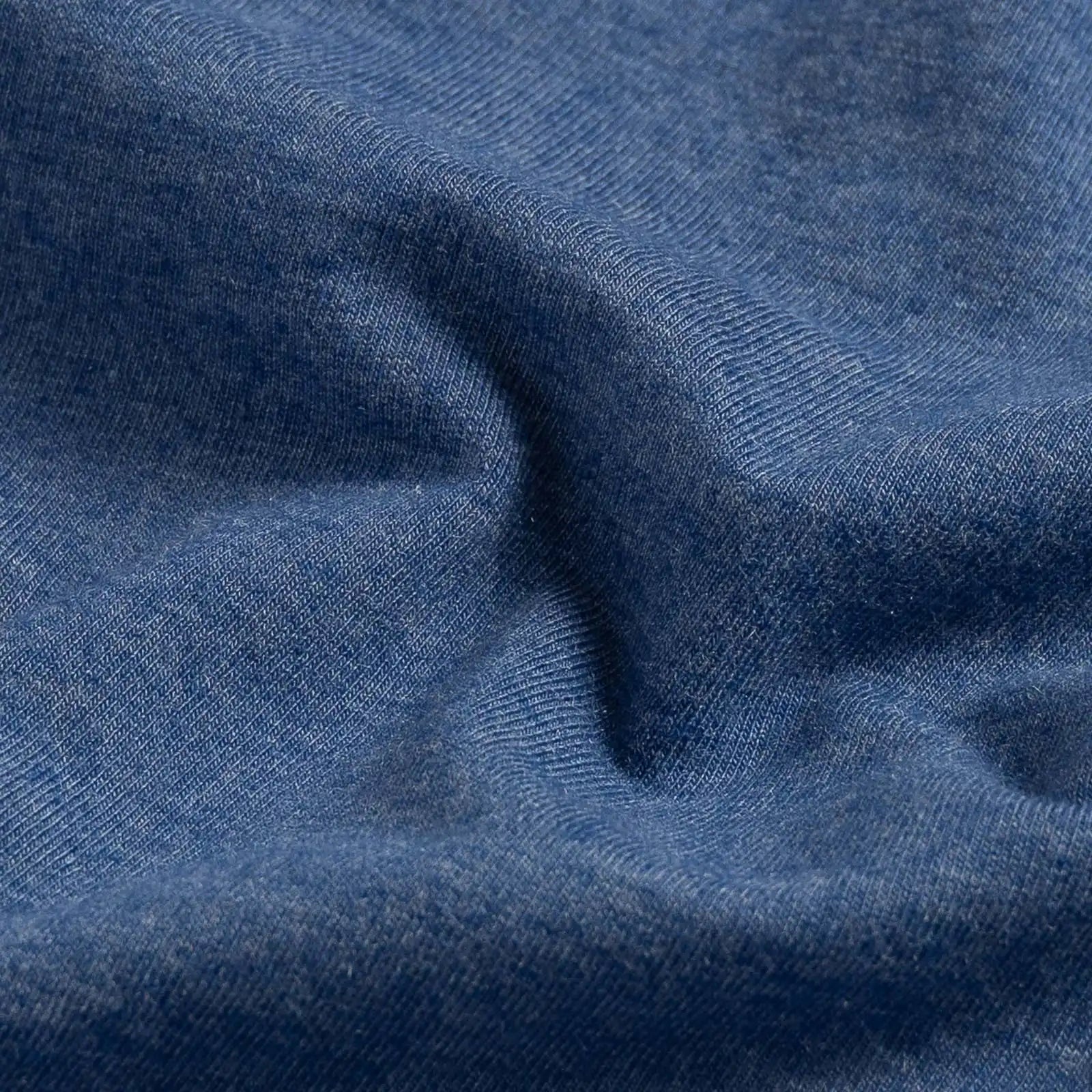 Fabric detail of the Ledbury Freeman Knit Custom Polo — cotton-modal jersey knit in Blue

