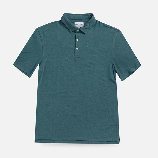 Ledbury Freeman Knit Custom Polo in Teal — front view
