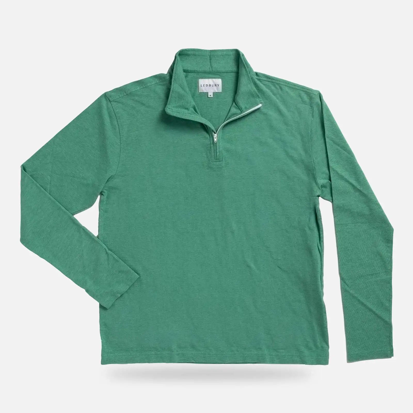 Ledbury Freeman Sport Quarter Zip in Parakeet Green, flat lay