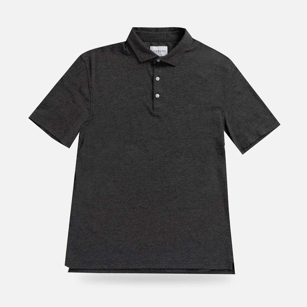 Ledbury Freeman Knit Custom Polo in Charcoal Grey — front view
