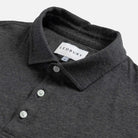 Close-up of the collar on the Ledbury Freeman Knit Custom Polo in Charcoal Grey
